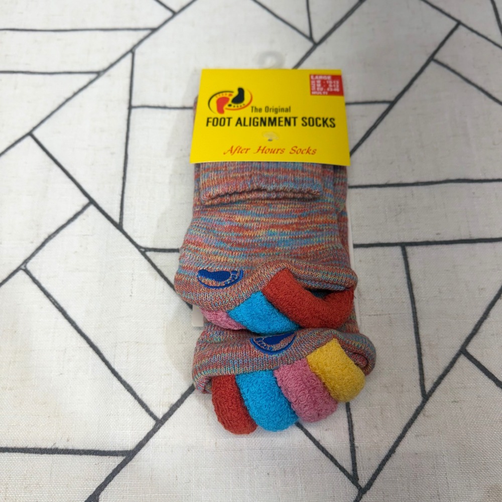 Happy Feet Foot Alignment Socks Large Multi Color After Hours Toe Separators NEW